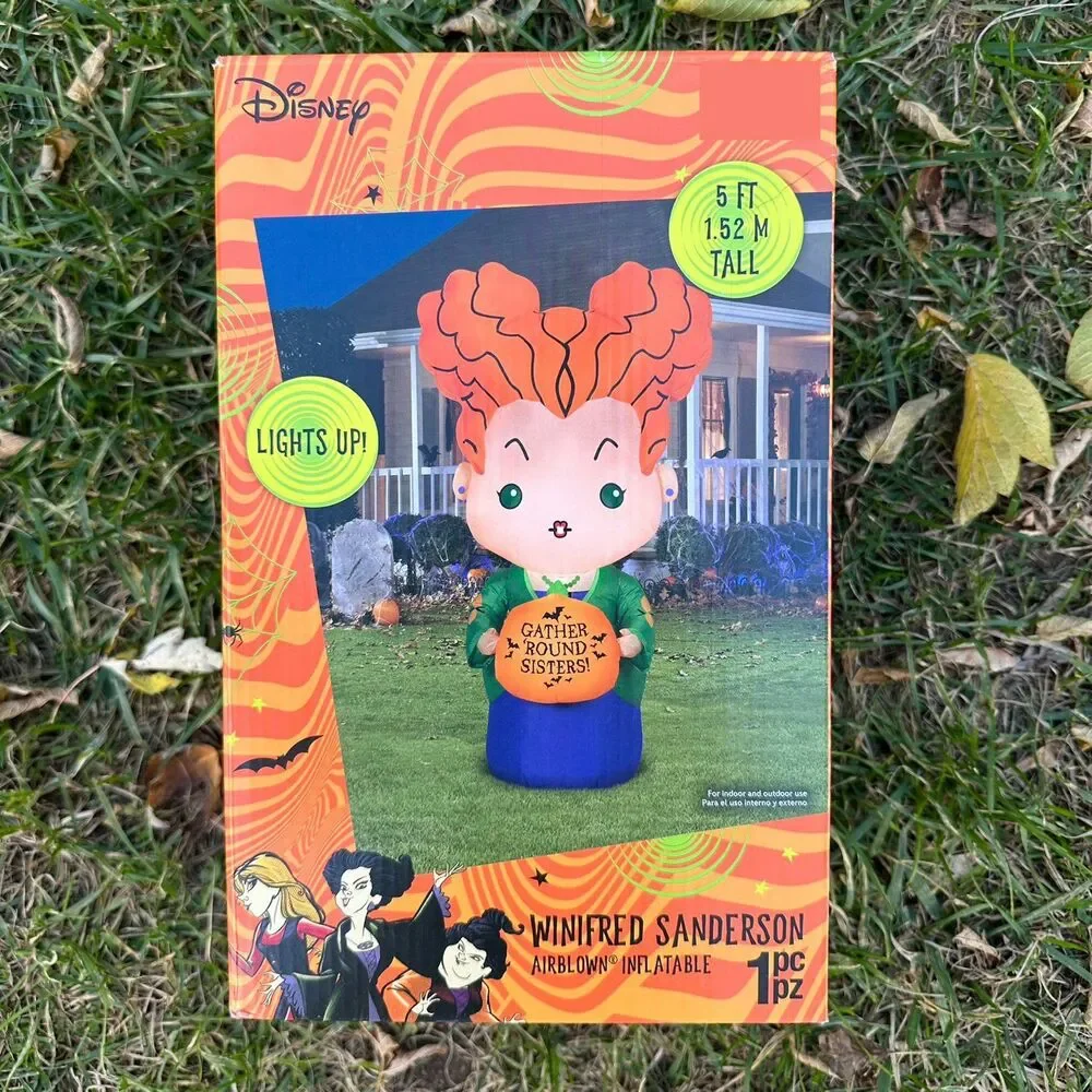5ft Winifred Sanderson with Pumpkin Halloween Airblown Inflatable